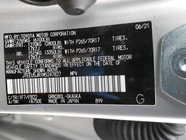 Photo 14 from auction – 2021 TOYOTA 4RUNNER SR with VIN JTEEU5JR1M5247827