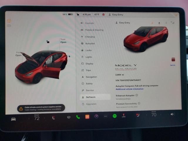Photo 9 from auction – 2022 TESLA MODEL Y with VIN 7SAYGDEF9NF546617
