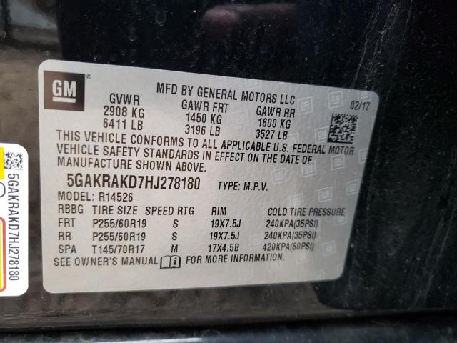 Photo 14 from auction – 2017 BUICK ENCLAVE with VIN 5GAKRAKD7HJ278180