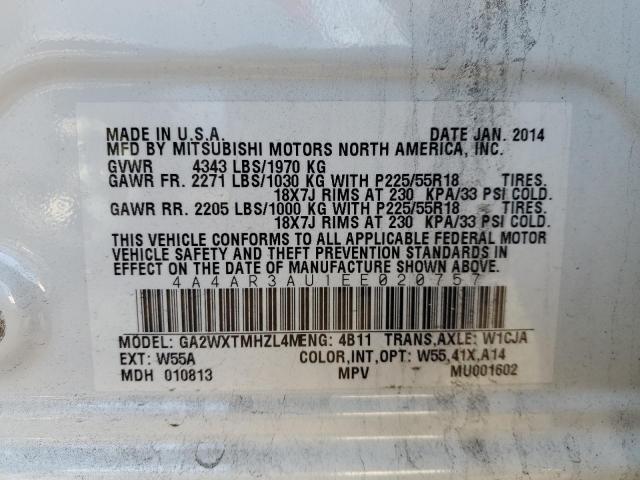 Photo 14 from auction – 2014 MITSUBISHI OUTLANDER with VIN 4A4AR3AU1EE020757