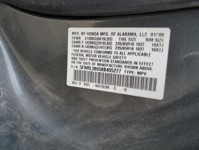 Photo 14 from auction – 2008 HONDA ODYSSEY EX with VIN 5FNRL38658B405227