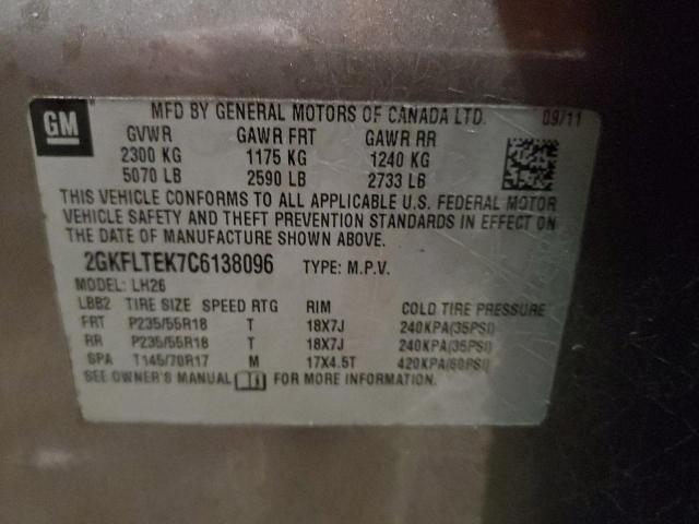 Photo 14 from auction – 2012 GMC TERRAIN SL with VIN 2GKFLTEK7C6138096