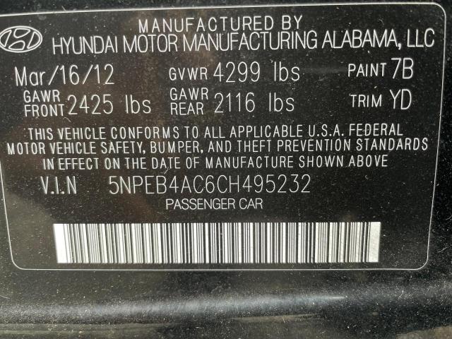 Photo 10 from auction – 2012 HYUNDAI SONATA GLS with VIN 5NPEB4AC6CH495232
