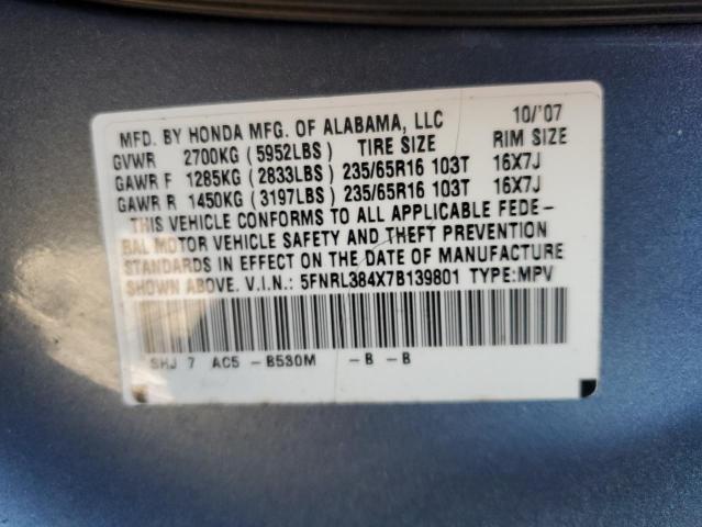 Photo 14 from auction – 2007 HONDA ODYSSEY EX with VIN 5FNRL384X7B139801