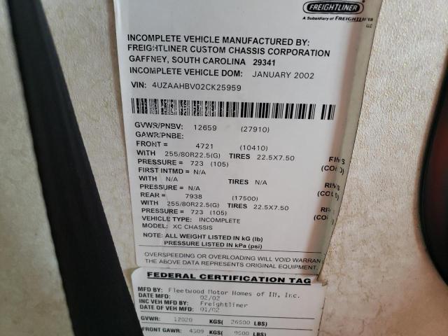 Photo 10 from auction – 2002 FREIGHTLINER CHASSIS X with VIN 4UZAAHBV02CK25959
