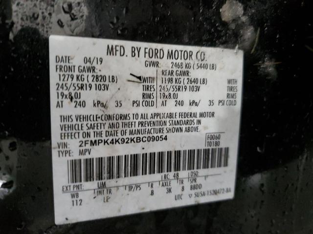 Photo 14 from auction – 2019 FORD EDGE TITAN with VIN 2FMPK4K92KBC09054