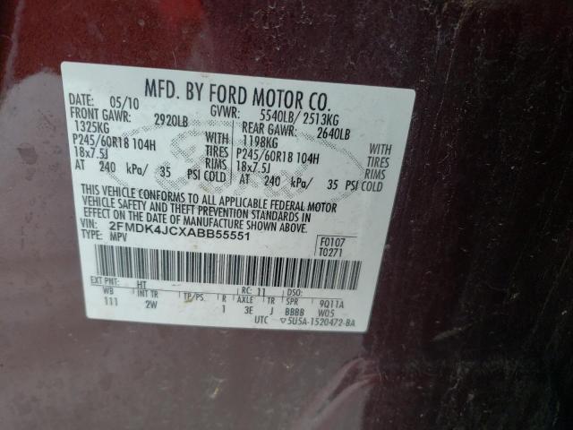 Photo 14 from auction – 2010 FORD EDGE SEL with VIN 2FMDK4JCXABB55551