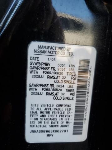 Photo 14 from auction – 2003 INFINITI FX35 with VIN JNRAS08W63X002791