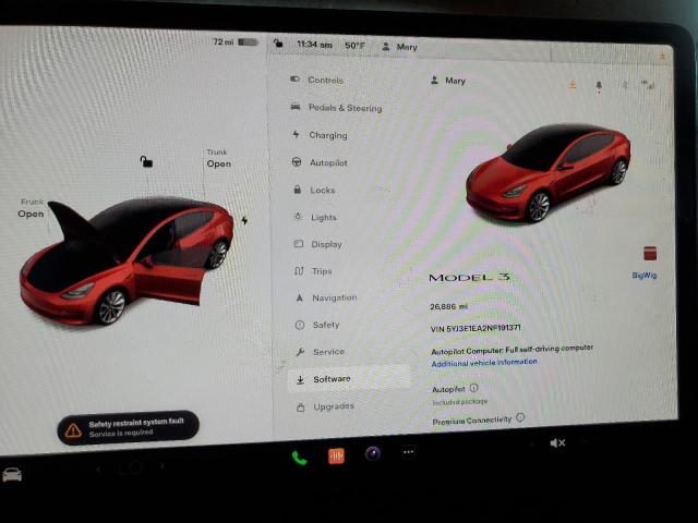 Photo 9 from auction – 2022 TESLA MODEL 3 with VIN 5YJ3E1EA2NF191371
