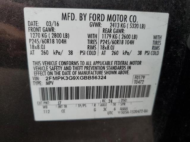 Photo 14 from auction – 2016 FORD EDGE SE with VIN 2FMPK3G9XGBB56324
