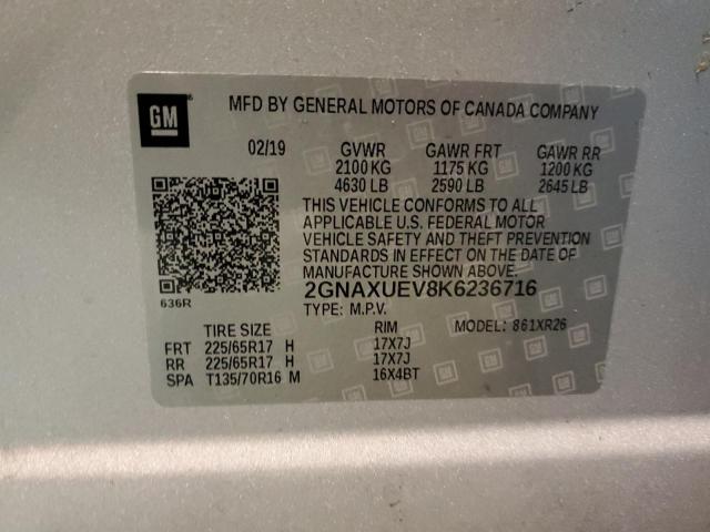 Photo 14 from auction – 2019 CHEVROLET EQUINOX LT with VIN 2GNAXUEV8K6236716