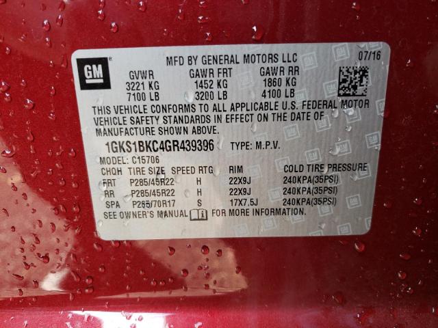 Photo 14 from auction – 2016 GMC YUKON SLT with VIN 1GKS1BKC4GR439396