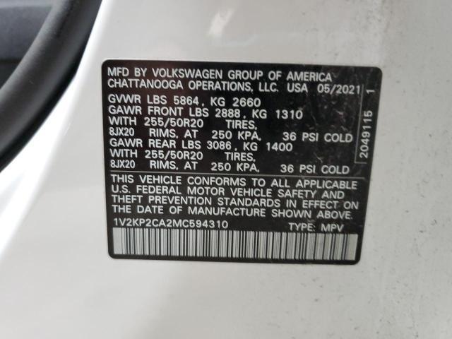 Photo 14 from auction – 2021 VOLKSWAGEN ATLAS SE with VIN 1V2KP2CA2MC594310