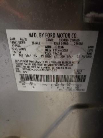 Photo 14 from auction – 2007 FORD EDGE SEL P with VIN 2FMDK39C87BB20322