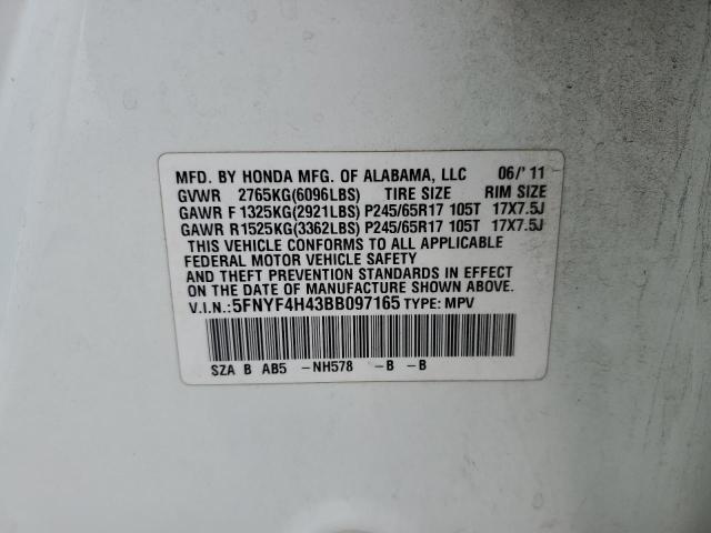 Photo 14 from auction – 2011 HONDA PILOT EX with VIN 5FNYF4H43BB097165