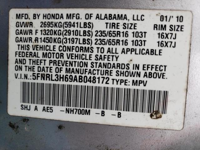 Photo 14 from auction – 2010 HONDA ODYSSEY EX with VIN 5FNRL3H69AB048172