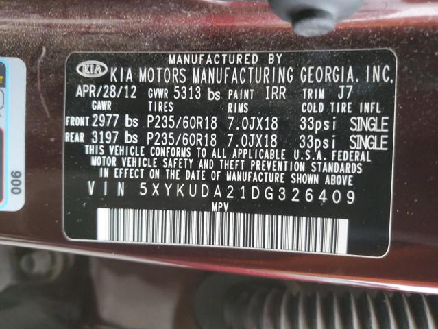 Photo 14 from auction – 2013 KIA SORENTO EX with VIN 5XYKUDA21DG326409