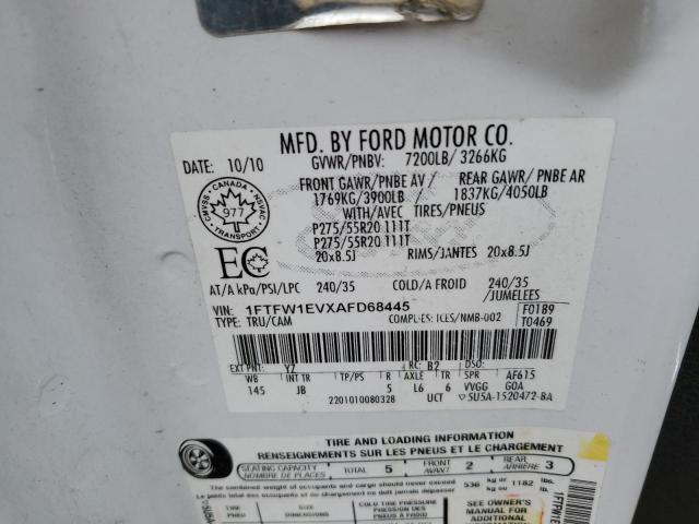 Photo 10 from auction – 2010 FORD F150 SUPER with VIN 1FTFW1EVXAFD68445
