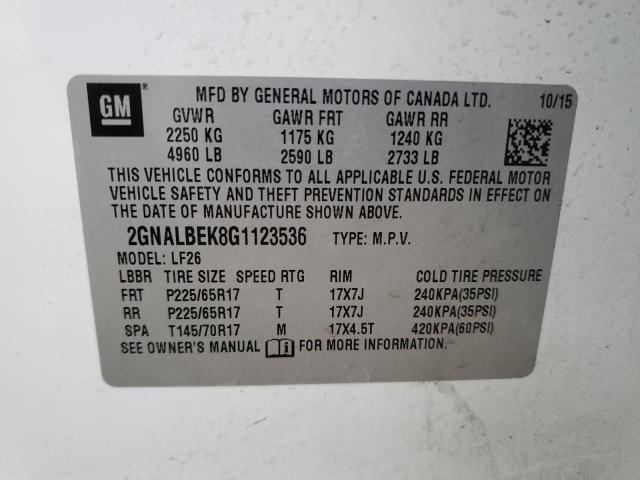Photo 14 from auction – 2016 CHEVROLET EQUINOX LS with VIN 2GNALBEK8G1123536