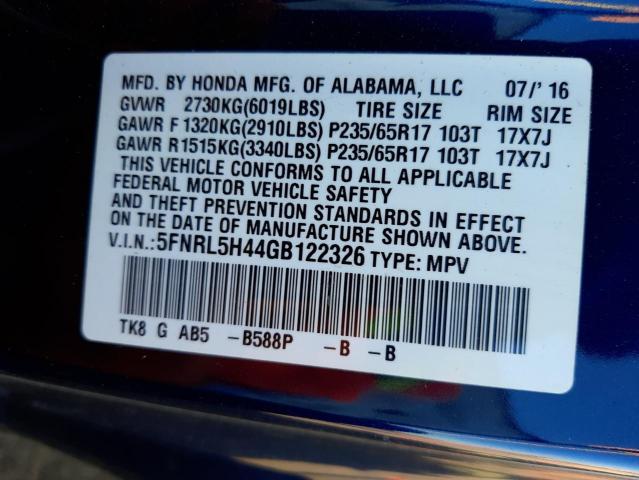 Photo 14 from auction – 2016 HONDA ODYSSEY EX with VIN 5FNRL5H44GB122326