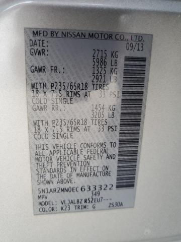 Photo 14 from auction – 2014 NISSAN PATHFINDER with VIN 5N1AR2MN0EC633322