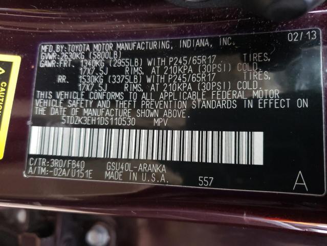 Photo 14 from auction – 2013 TOYOTA HIGHLANDER with VIN 5TDZK3EH1DS110530