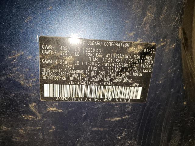 Photo 14 from auction – 2020 SUBARU OUTBACK PR with VIN 4S4BTACC6L3162581