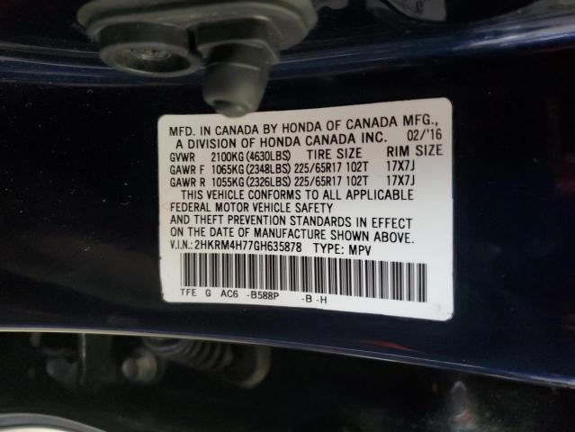 Photo 14 from auction – 2016 HONDA CR-V EXL with VIN 2HKRM4H77GH635878