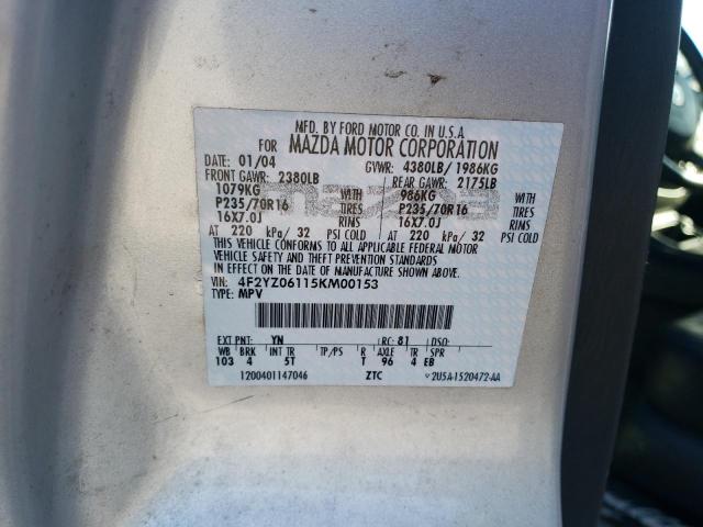 Photo 10 from auction – 2005 MAZDA TRIBUTE S with VIN 4F2YZ06115KM00153