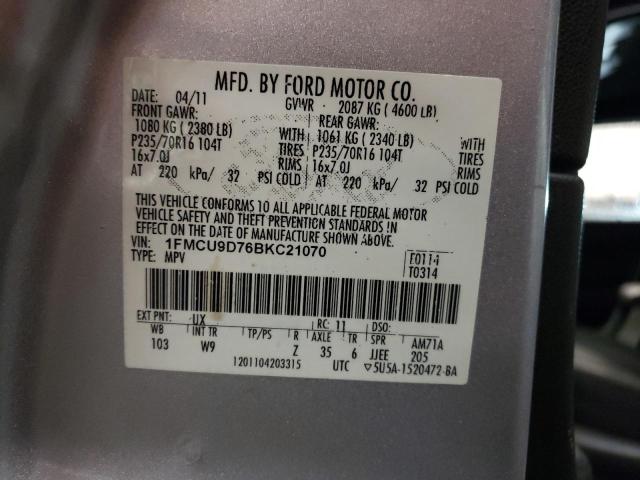 Photo 14 from auction – 2011 FORD ESCAPE XLT with VIN 1FMCU9D76BKC21070