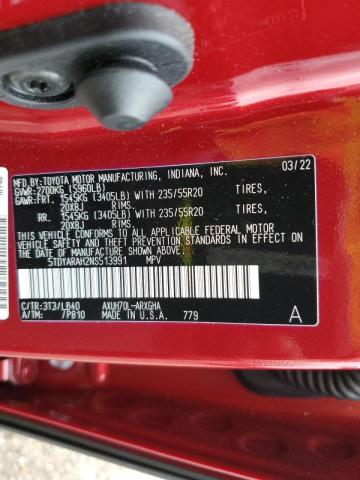 Photo 14 from auction – 2022 TOYOTA HIGHLANDER with VIN 5TDYARAH2NS513991