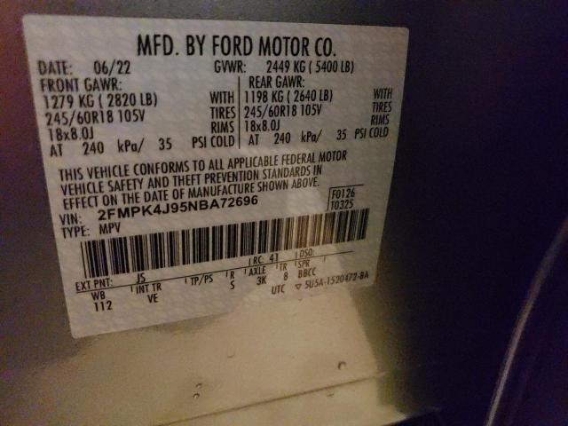 Photo 14 from auction – 2022 FORD EDGE SEL with VIN 2FMPK4J95NBA72696
