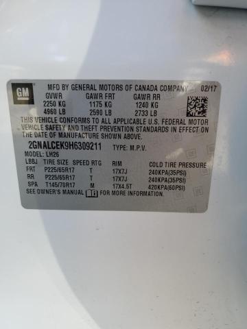 Photo 14 from auction – 2017 CHEVROLET EQUINOX LT with VIN 2GNALCEK9H6309211