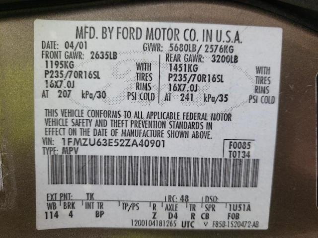 Photo 14 from auction – 2002 FORD EXPLORER X with VIN 1FMZU63E52ZA40901