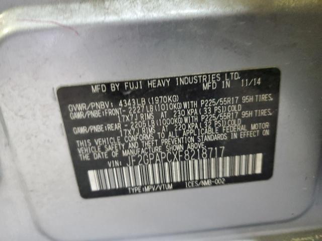 Photo 14 from auction – 2015 SUBARU XV CROSSTR with VIN JF2GPAPCXF8218717