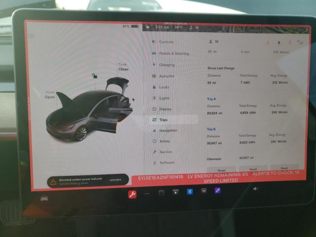Photo 9 from auction – 2022 TESLA MODEL 3 with VIN 5YJ3E1EA2NF191418