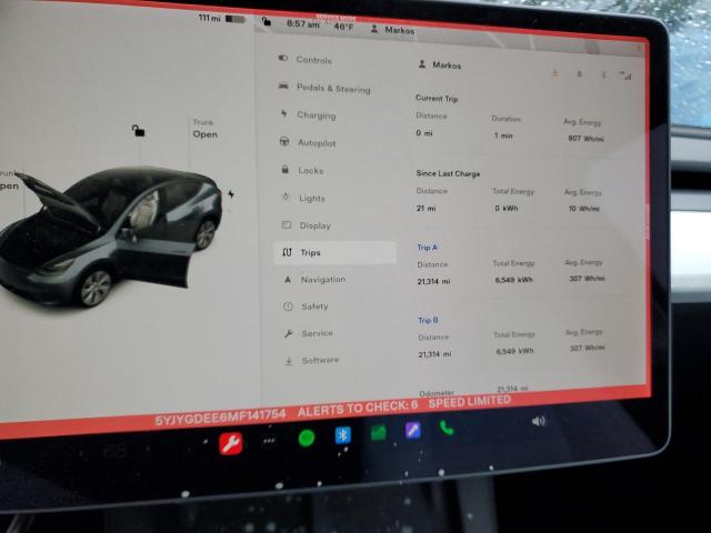 Photo 9 from auction – 2021 TESLA MODEL Y with VIN 5YJYGDEE6MF141754