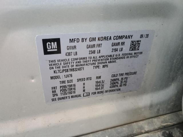 Photo 14 from auction – 2021 CHEVROLET TRAX 1LT with VIN KL7CJPSB7MB324071