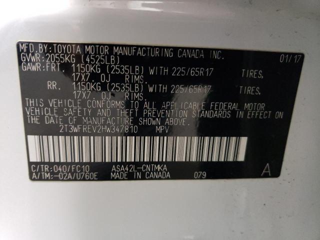 Photo 14 from auction – 2017 TOYOTA RAV4 XLE with VIN 2T3WFREV2HW347810