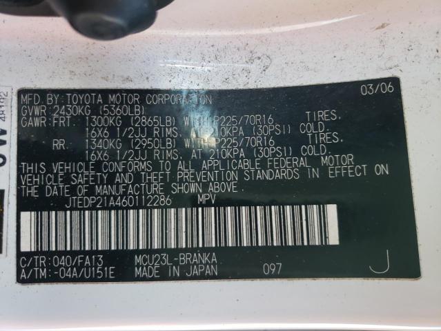 Photo 14 from auction – 2006 TOYOTA HIGHLANDER with VIN JTEDP21A460112286