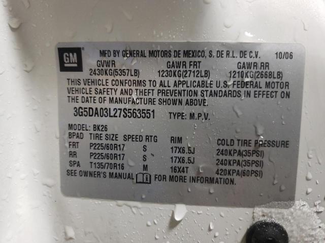 Photo 14 from auction – 2007 BUICK RENDEZVOUS with VIN 3G5DA03L27S563551