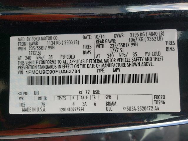 Photo 14 from auction – 2015 FORD ESCAPE SE with VIN 1FMCU9G90FUA63784