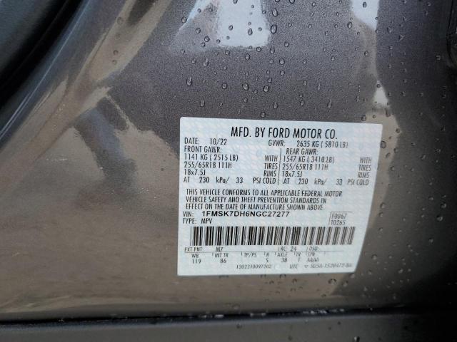 Photo 14 from auction – 2022 FORD EXPLORER X with VIN 1FMSK7DH6NGC27277