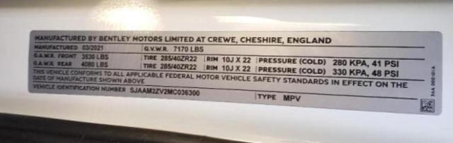 Photo 14 from auction – 2021 BENTLEY BENTAYGA with VIN SJAAM2ZV2MC036300