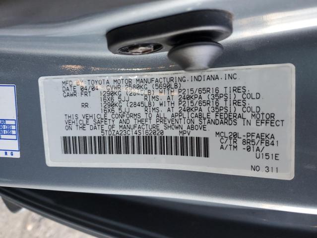 Photo 14 from auction – 2004 TOYOTA SIENNA CE with VIN 5TDZA23C14S162020