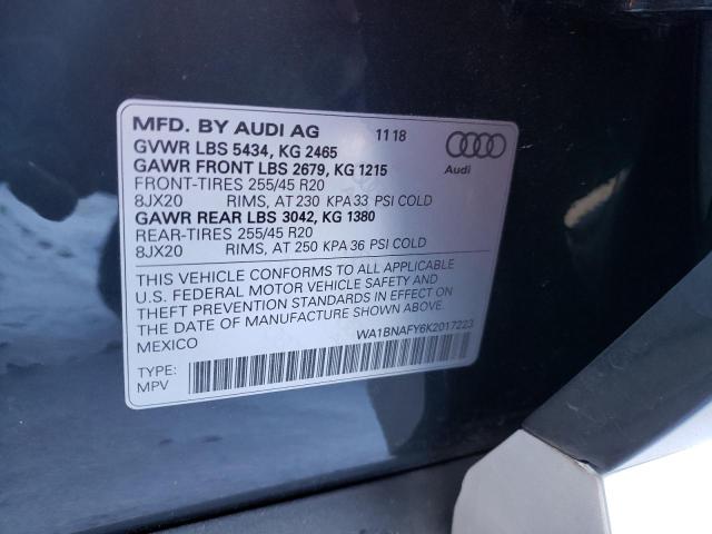 Photo 14 from auction – 2019 AUDI Q5 PREMIUM with VIN WA1BNAFY6K2017223