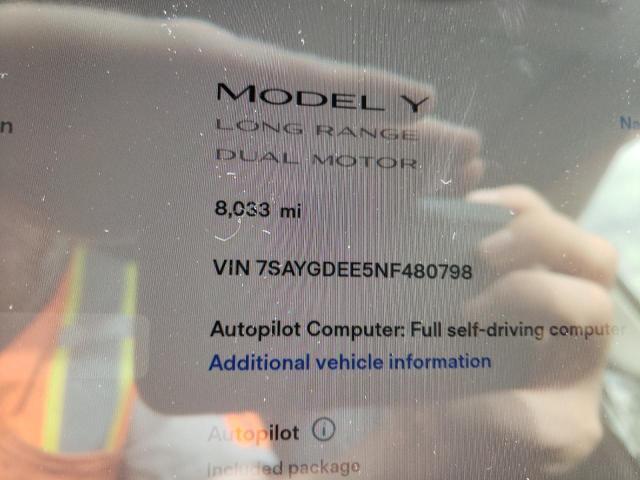 Photo 9 from auction – 2022 TESLA MODEL Y with VIN 7SAYGDEE5NF480798