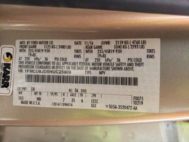 Photo 14 from auction – 2017 FORD ESCAPE TIT with VIN 1FMCU9JD5HUC25909