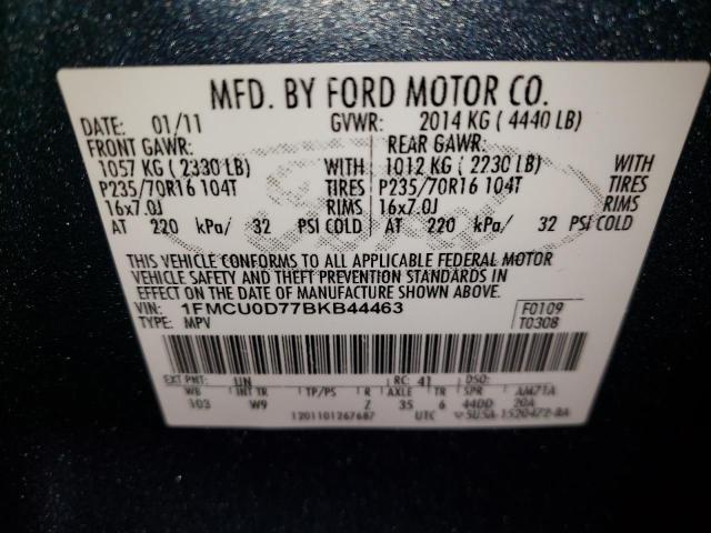 Photo 14 from auction – 2011 FORD ESCAPE XLT with VIN 1FMCU0D77BKB44463