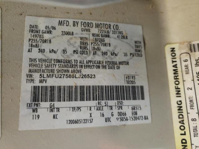 Photo 14 from auction – 2006 LINCOLN NAVIGATOR with VIN 5LMFU27586LJ26523